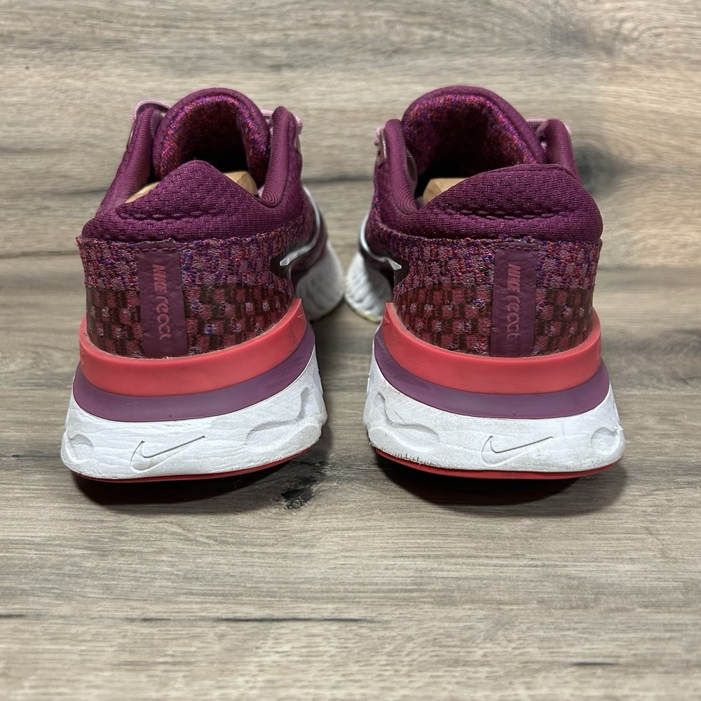 Nike React Infinity Run Flyknit 3 Womens 8.5 Running Shoes Bordeaux DD3024-500 - Picture 7 of 9
